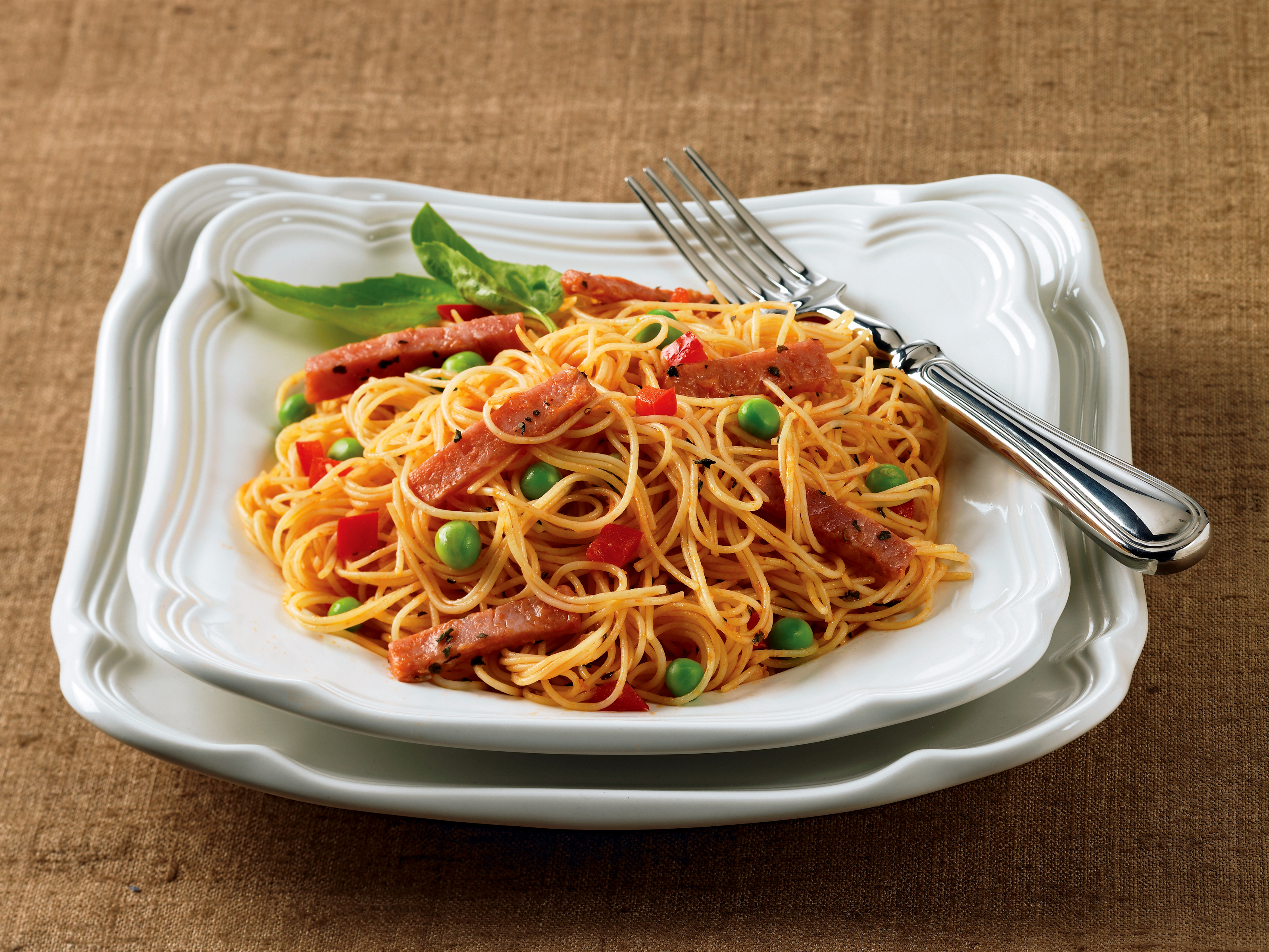 Angel Hair with Ham and Vegetables - Mueller's Recipes ...