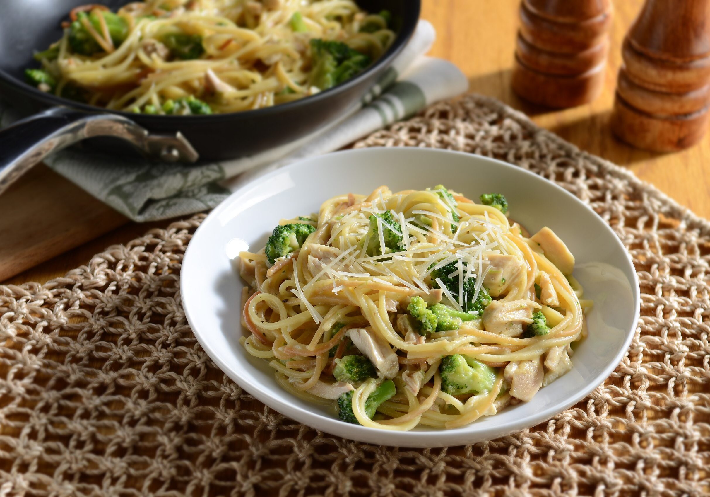 Cheesy Rotisserie Chicken Skillet Spaghetti 1 HR