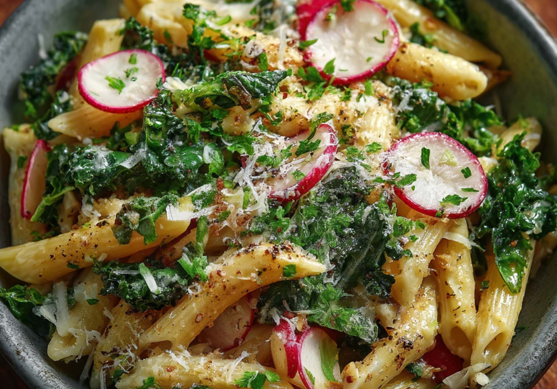 Kale Caesar-Style Pasta Salad