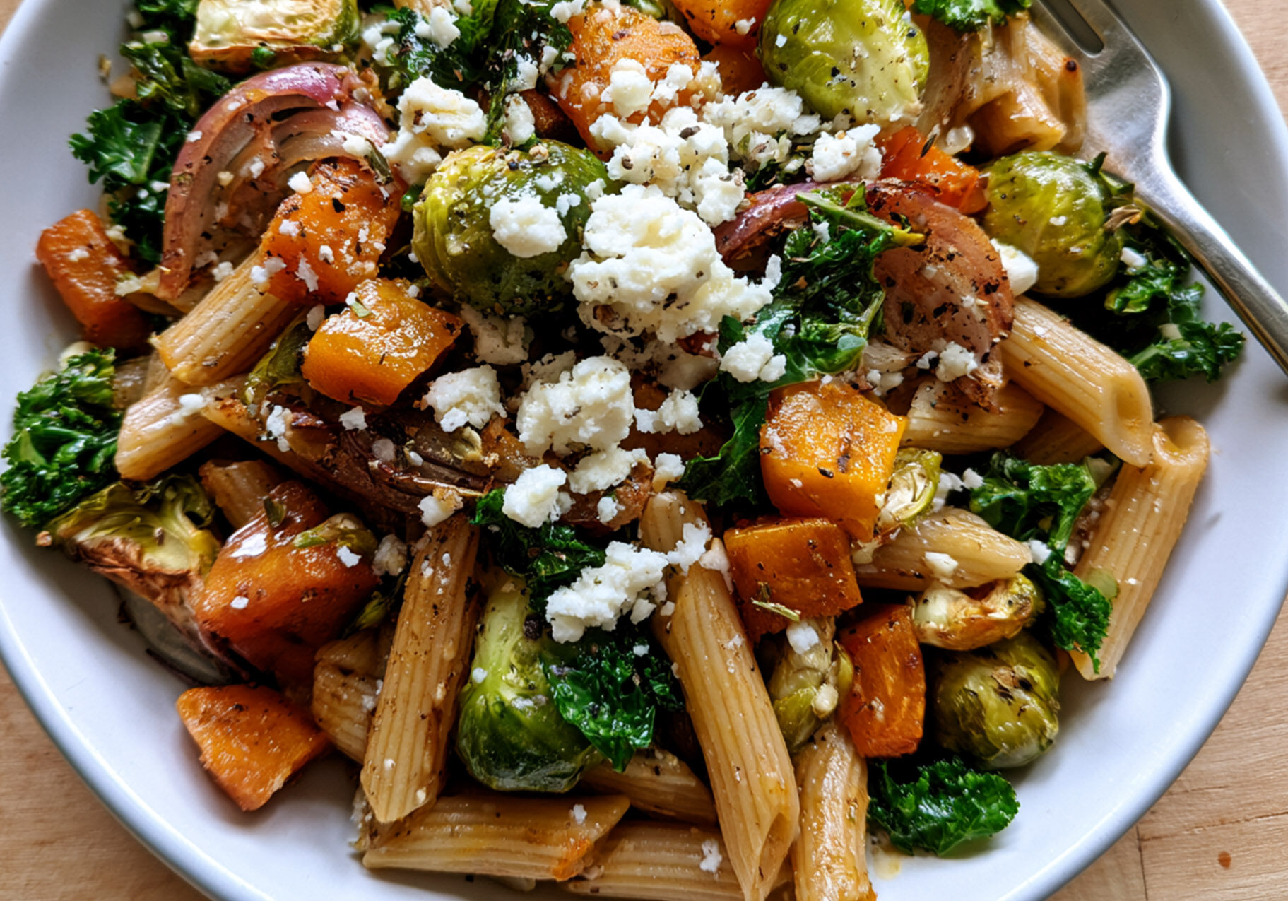 Roasted Veggie & Kale Pasta