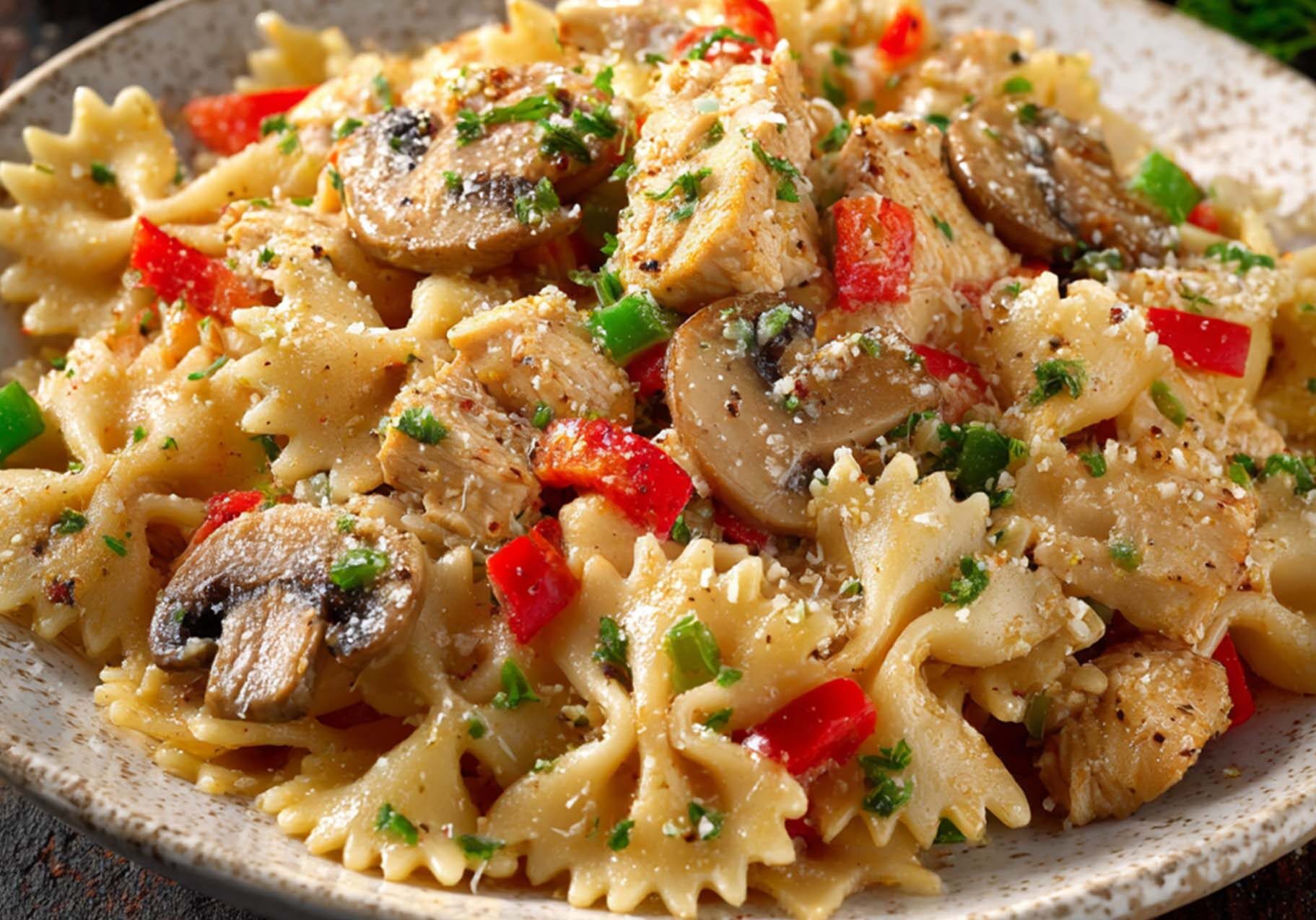 Easy Christmas Chicken and Mushroom Pasta